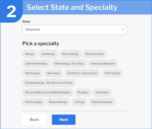 Select State and Specialty